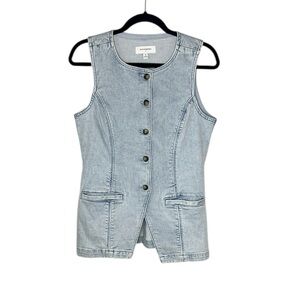 Banana Republic Factory Long Denim Cutaway Vest Top in light wash size 6
